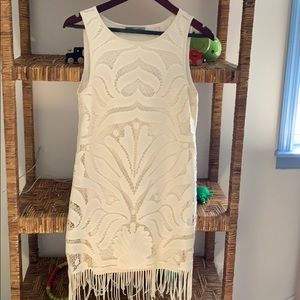 White lace dress with fringe